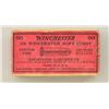 Full box of 50 Winchester smokeless  cartridges in .38 Winchester caliber, red  label, box is in ove