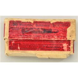Full box of Winchester smokeless cartridges  in .30 caliber for the Model 1894 Winchester,  Marlin a
