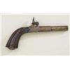 Image 1 : Center hammer percussion muff type pistol in  French style circa about 1850 showing no  proofs and o