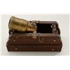 Image 1 : Small brass signal cannon on wood stationary  base, cannon approx. 9” long and approx. 4”  in diamet