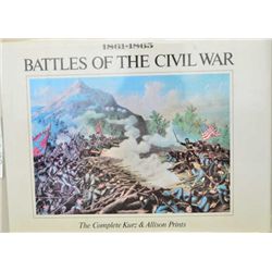 Oversized hardback book of Kurz & Allison  color prints of the Battles of the Civil War  in overall 