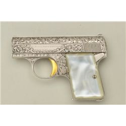 Factory engraved Browning Renaissance Pocket  Model semi-auto pistol, .25 cal., 2” barrel,  silver f