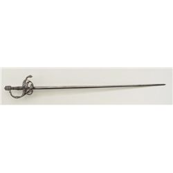 Attractive Victorian era rapier in 17th  century style with fancy cast mounts and  Damascus pattern 