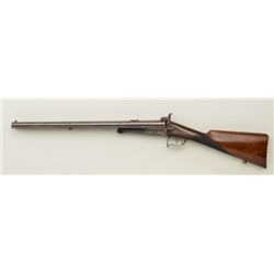 Big bore pin fire double rifle by Devisme of  Paris approx. 8 gauge pin-fire full rifled  measuring 