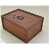 Image 1 : Old heavy iron strong box approx. 12” x 16” x  7” with key and operating lock at time of  descriptio