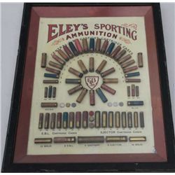 Ammunition advertising display board showing  shotgun shells and printed Eley’s Sporting  Ammunition