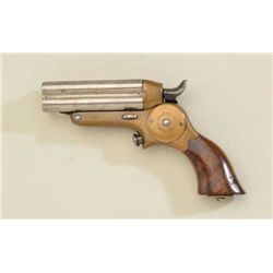 Starr four barrel pepperbox derringer, .32  cal., 2-3/4” barrels, brass frame, wood  grips, #NVSN. T