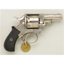 Engraved Belgian DA revolver marked “BRITISH  BULL-DOG” on top strap, .38 cal., 2-1/2”  barrel, nick