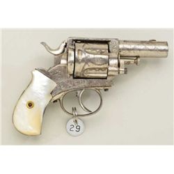 BRITISH BULL DOG-marked DA revolver, .41  cal., 2-1/2” barrel, period engraved, nickel  finish, beau