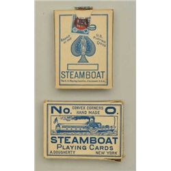 Lot of two boxes of early playing cards, both  by Steamboat, one the 999 Model set of  cards, the ot