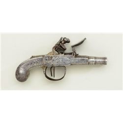 Double barrel Flintlock all metal pocket  sized pistol signed “Segalas, London” made  for continenta