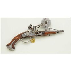 Flintlock Eprouvette or powder tester circa  18th century with pistol style grip and butt  cap.  Als