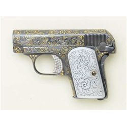 Colt Model 1908 25ACP cal, pocket auto fully  and finely scroll engraved with flush gold  inlays sur