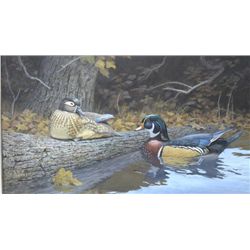 Original oil painting on board signed lower  left Russ Johnson showing colorful and well  detailed d