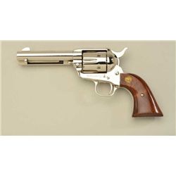 Colt SAA revolver, .44-40 cal., 4-3/4”  barrel, nickel finish, smooth wood medallion  grips, #S02059