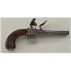 Image 2 : British double barrel Flintlock pistol with  silver mask butt and cannon barrels signed  “Henshaw, C