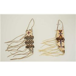 Lot of 3 American Indian collectibles  including two beaded knife sheaths made of  heavy hide with t