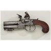 Image 6 : Flintlock over & under tap action 2 shot  pistol signed “R Gill, Richmond” with under  mounted snap 