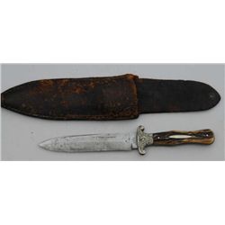 Spear point Bowie knife marked Corsan,  Denton, Burdenkin & Co. with motto “The  Hunters Companion”.