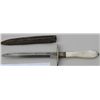 Image 1 : Spear point dirk with pearl grip and scabbard  marked “Sheffield” and “Non XLL”; fair to  good condi