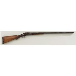 Antique Belgian exposed hammer SxS shotgun,  12 gauge, 30” barrels, back action locks,  checkered wo