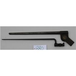 Springfield Trapdoor bayonet in good to very  good condition with scabbard and hanger. 50%  blue wit