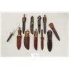Image 2 : Lot of 10 belt and bowie style knives with  leather sheaths including an antique ENCORE  by Thomas T
