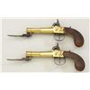 Image 9 : Pair of English center hammer brass  blunderbuss pistols with snap bayonets and  nicely checkered wo