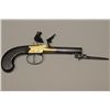 Image 2 : Center hammer Flintlock pistol with under  mounted spring bayonet and brass frame signed  on left bu