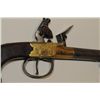 Image 3 : Center hammer Flintlock pistol with under  mounted spring bayonet and brass frame signed  on left bu