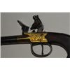 Image 4 : Center hammer Flintlock pistol with under  mounted spring bayonet and brass frame signed  on left bu