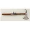 Image 1 : A French style boarding axe with Flintlock  pistol, lock marked with proof and initials  “I.F”, tang