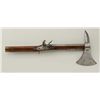 Image 2 : A French style boarding axe with Flintlock  pistol, lock marked with proof and initials  “I.F”, tang