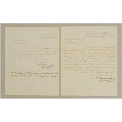 Letter from U.S. Ordinance Office to Sam L  Colt dated August 24, 1855 and another  September 5, 185