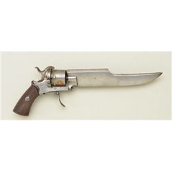 Pin fire knife pistol circa 1860’s. Belgian  proofed 7.65 pin fire caliber, six shot, DA,  gray pati
