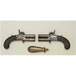 Pair of high quality percussion turn barrel  pocket size pistols signed Westley-Richards,  London. T