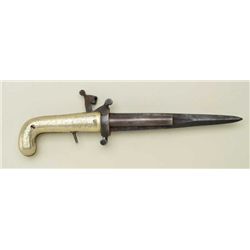 French style percussion knife pistol with  engraved German silver grip panels and  shorter than norm