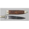 Image 4 : Cutlery handled spear point Bowie with  scabbard and finely etched blade reading  “Americans must an