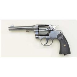 Colt New Service DA revolver, .45 Colt,  5-1/2” barrel, blue finish, checkered black  hard rubber gr