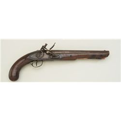 Interesting American flintlock pistol circa  early 19th century, approx. 16” overall, 10”  steel bar