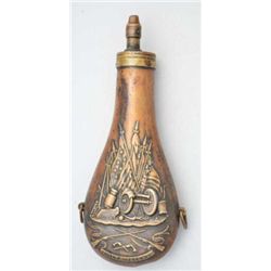 Colt powder flask of style associated with  Colt Paterson long arms and Dragoons showing  plunger to