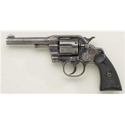 Colt Army Special DA revolver, factory  engraved, .38 cal., 4-1/2” barrel, blue  finish, checkered b
