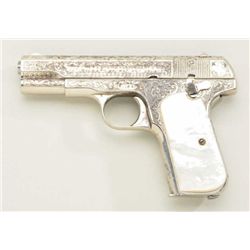 Colt 1903 hammerless semi-auto pistol, .32  cal., 3-3/4” barrel, nickel finish, full  coverage perio