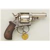 Belgian DA revolver, .44 cal., 2-1/2” barrel,  nickel finish, checkered wood grips, top  strap engra