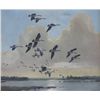 Oil painting on canvas signed Peter Scott  1951 lower right and entitled on reverse  “Gathering of t