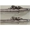 Image 2 : Pair of Scottish style Flintlocks pistols  with rams horn shaped butts signed "MAC LEOD"  with engra