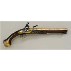 18th century English Flintlock pistol of  holster size signed “James Freeman, Londini”  on barrel an