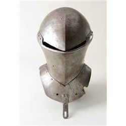European Great Helm with frog’s mouth style  front circa 1470 approximate. The helmet  shows early f