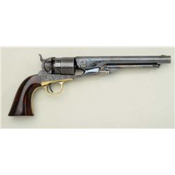 Colt 1860 Army 44 caliber percussion revolver  fully and finely factory open vine scroll  engraved w