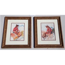 Pair of watercolors on paper each 13” by  10-1/2” signed on lower right “Gerald  Cassidy” portraying
